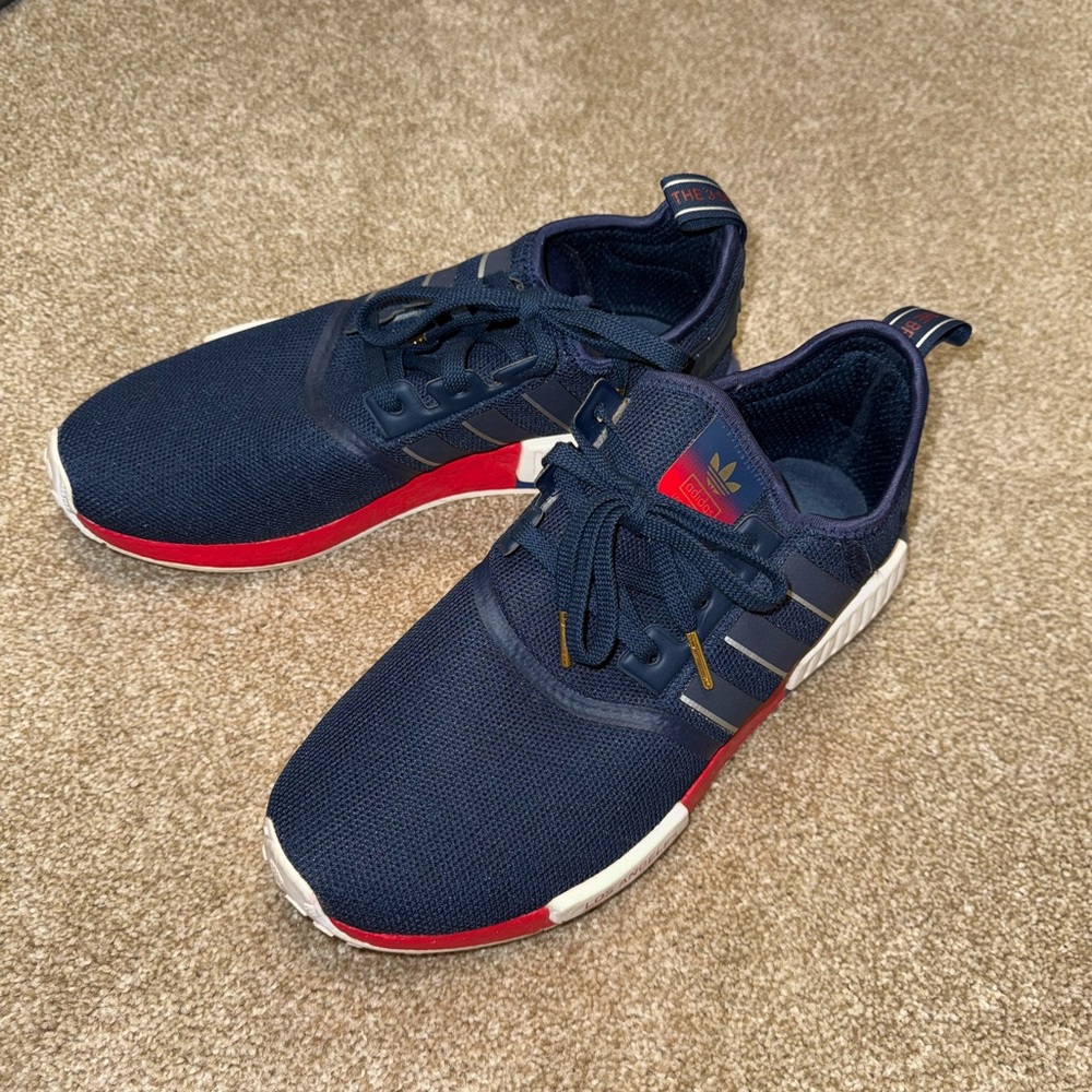 Adidas Men's Dark Blue and Red Sneakers